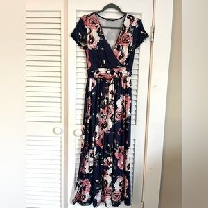 Navy floral maxi dress
